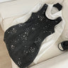 French Doll Collar White Blouse  & Black Sequin Vest Dress Two-Piece Set Spring New